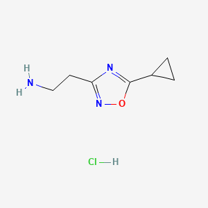 molecular formula C7H12ClN3O B1422552 2-(5-Cyclopropyl-1,2,4-oxadiazol-3-yl)ethanamine CAS No. 1082584-63-1