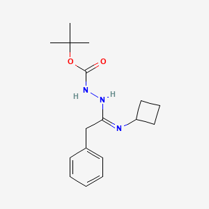 molecular formula C17H25N3O2 B1422563 N'-[1-Cyclobutylamino-2-phenylethylidene]hydrazinecarboxylic acid tert-butyl ester CAS No. 1053657-71-8