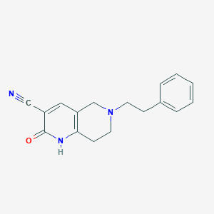 molecular formula C17H17N3O B1422569 2-Oxo-6-(2-phenylethyl)-1,2,5,6,7,8-hexahydro-1,6-naphthyridine-3-carbonitrile CAS No. 1258651-17-0