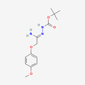 molecular formula C14H21N3O4 B1422582 N'-[1-Amino-2-(4-methoxyphenoxy)ethylidene]hydrazinecarboxylic acid tert-butyl ester CAS No. 1053655-77-8