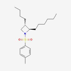 molecular formula C20H33NO2S B14225880 Azetidine, 3-butyl-2-hexyl-1-[(4-methylphenyl)sulfonyl]-, (2R,3S)- CAS No. 825601-55-6