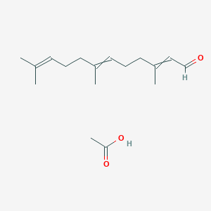 molecular formula C17H28O3 B14225881 Acetic acid;3,7,11-trimethyldodeca-2,6,10-trienal CAS No. 820239-02-9