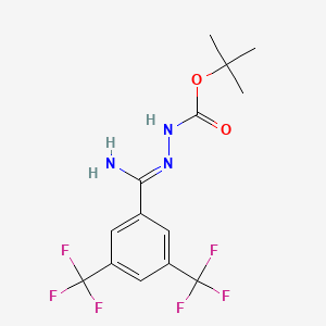 molecular formula C14H15F6N3O2 B1422591 N'-[1-氨基-1-(3,5-双-(三氟甲基)苯基)-亚甲基]肼甲酸叔丁酯 CAS No. 1053655-95-0