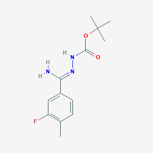 molecular formula C13H18FN3O2 B1422601 n'-[1-Amino-1-(3-fluoro-4-methylphenyl)methylidene]hydrazinecarboxylic acid tert-butyl ester CAS No. 1053655-97-2