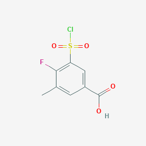 molecular formula C8H6ClFO4S B1422603 3-(氯磺酰基)-4-氟-5-甲基苯甲酸 CAS No. 1242339-88-3