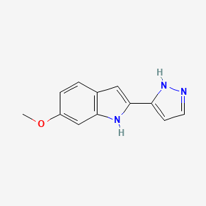 molecular formula C12H11N3O B14226043 2-(1,2-Dihydro-3H-pyrazol-3-ylidene)-6-methoxy-2H-indole CAS No. 827317-45-3