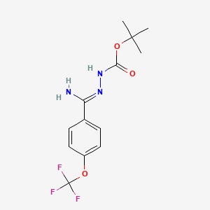 molecular formula C13H16F3N3O3 B1422607 1,1-Dimethylethyl 2-[imino[4-(trifluoromethoxy)phenyl]methyl]hydrazinecarboxylate CAS No. 1053655-71-2