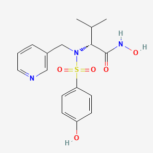molecular formula C17H21N3O5S B14226079 butanamide,N-hydroxy-2-[[(4-hydroxyphenyl)sulfonyl](3-pyridinylmethyl)amino]-3-methyl,(2R)- 