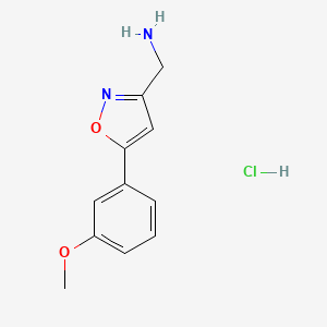 molecular formula C11H13ClN2O2 B1422613 {[5-(3-Methoxyphenyl)isoxazol-3-yl]methyl}amine hydrochloride CAS No. 1018605-16-7