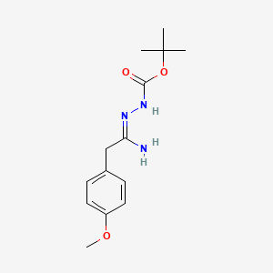 molecular formula C14H21N3O3 B1422618 1,1-Dimethylethyl 2-[1-imino-2-(4-methoxyphenyl)ethyl]hydrazinecarboxylate CAS No. 1053655-79-0
