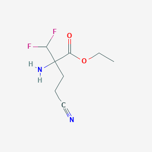 molecular formula C8H12F2N2O2 B14226501 Ethyl 2-Amino-2-difluoromethyl-4-cyanobutyrate CAS No. 501011-46-7