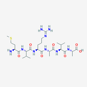 molecular formula C27H51N9O7S B14226511 L-Methionyl-L-valyl-N~5~-(diaminomethylidene)-L-ornithyl-L-alanyl-L-valyl-L-alanine CAS No. 502794-65-2
