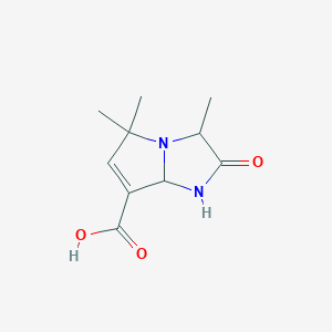 molecular formula C10H14N2O3 B14226526 3,5,5-Trimethyl-2-oxo-2,3,5,7a-tetrahydro-1H-pyrrolo[1,2-a]imidazole-7-carboxylic acid CAS No. 792865-64-6