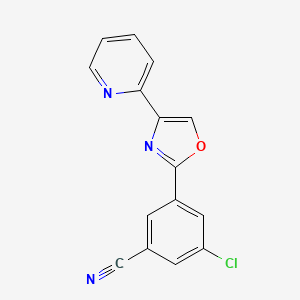 molecular formula C15H8ClN3O B14226648 Benzonitrile, 3-chloro-5-[4-(2-pyridinyl)-2-oxazolyl]- CAS No. 502422-39-1