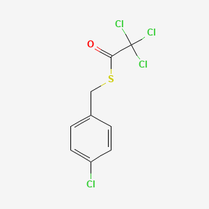 molecular formula C9H6Cl4OS B14226666 Ethanethioic acid, trichloro-, S-[(4-chlorophenyl)methyl] ester CAS No. 534572-34-4