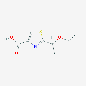 molecular formula C8H11NO3S B1422674 2-(1-Ethoxyethyl)-1,3-thiazole-4-carboxylic acid CAS No. 1297543-41-9