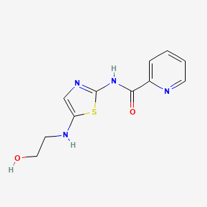 molecular formula C11H12N4O2S B14226799 N-{5-[(2-Hydroxyethyl)amino]-1,3-thiazol-2-yl}pyridine-2-carboxamide CAS No. 828920-55-4