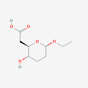 molecular formula C9H16O5 B142268 2-[(2R,3S,6S)-6-ethoxy-3-hydroxyoxan-2-yl]acetic acid CAS No. 148379-84-4