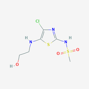 molecular formula C6H10ClN3O3S2 B14227558 Methanesulfonamide, N-[4-chloro-5-[(2-hydroxyethyl)amino]-2-thiazolyl]- CAS No. 828920-79-2