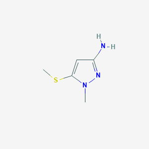 molecular formula C5H9N3S B1422778 1-Methyl-5-(methylthio)-1H-pyrazol-3-amine CAS No. 158355-45-4