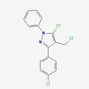 molecular formula C16H11Cl3N2 B1422779 5-Chloro-4-chloromethyl-3-(4-chloro-phenyl)-1-phenyl-1H-pyrazole CAS No. 55828-97-2