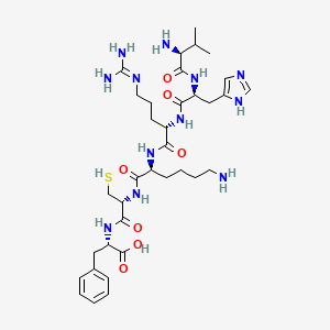molecular formula C35H56N12O7S B14227848 L-Valyl-L-histidyl-N~5~-(diaminomethylidene)-L-ornithyl-L-lysyl-L-cysteinyl-L-phenylalanine CAS No. 823233-60-9
