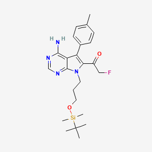 molecular formula C24H33FN4O2Si B14227854 Ethanone, 1-[4-amino-7-[3-[[(1,1-dimethylethyl)dimethylsilyl]oxy]propyl]-5-(4-methylphenyl)-7H-pyrrolo[2,3-d]pyrimidin-6-yl]-2-fluoro- 