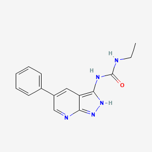 molecular formula C15H15N5O B14227945 1-ethyl-3-(5-phenyl-2H-pyrazolo[3,4-b]pyridin-3-yl)urea CAS No. 557112-45-5