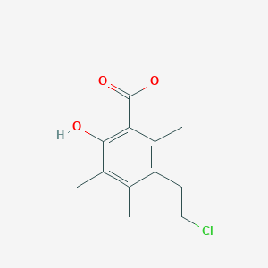 molecular formula C13H17ClO3 B14228263 Benzoic acid, 3-(2-chloroethyl)-6-hydroxy-2,4,5-trimethyl-, methyl ester CAS No. 824948-26-7