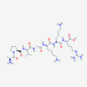 molecular formula C33H62N12O8 B14228570 L-Alanyl-L-prolyl-L-valylglycyl-L-lysyl-L-lysyl-N~5~-(diaminomethylidene)-L-ornithine CAS No. 587832-20-0