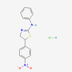 molecular formula C15H14ClN3O2S B1422882 5-(4-nitrophenyl)-N-phenyl-4,5-dihydro-1,3-thiazol-2-amine hydrochloride CAS No. 1311315-95-3