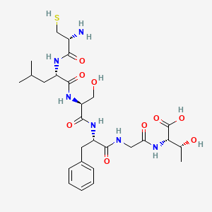 molecular formula C27H42N6O9S B14228971 L-Cysteinyl-L-leucyl-L-seryl-L-phenylalanylglycyl-L-threonine CAS No. 578732-17-9