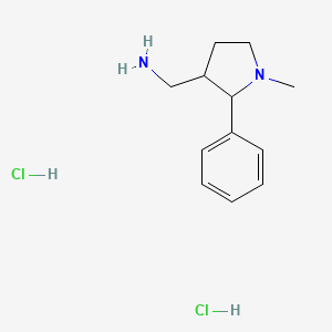 molecular formula C12H20Cl2N2 B1422912 (1-Methyl-2-phenylpyrrolidin-3-yl)methanamine dihydrochloride CAS No. 1306605-27-5