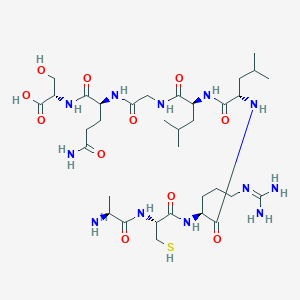 molecular formula C34H62N12O11S B14229160 L-Alanyl-L-cysteinyl-N~5~-(diaminomethylidene)-L-ornithyl-L-leucyl-L-leucylglycyl-L-glutaminyl-L-serine CAS No. 502794-47-0