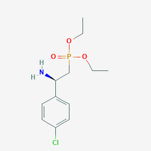 molecular formula C12H19ClNO3P B14229202 Phosphonic acid, [(2R)-2-amino-2-(4-chlorophenyl)ethyl]-, diethyl ester CAS No. 827321-03-9