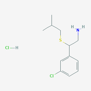 molecular formula C12H19Cl2NS B1422923 2-(3-Chlorophenyl)-2-[(2-methylpropyl)sulfanyl]ethan-1-amine hydrochloride CAS No. 1311314-56-3