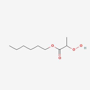 molecular formula C9H18O4 B14229444 Propanoic acid, 2-hydroperoxy-, hexyl ester CAS No. 830345-69-2