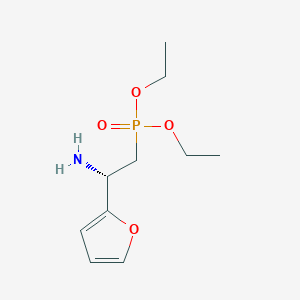 molecular formula C10H18NO4P B14229449 Phosphonic acid, [(2S)-2-amino-2-(2-furanyl)ethyl]-, diethyl ester CAS No. 827320-98-9