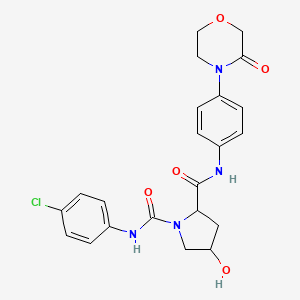 molecular formula C22H23ClN4O5 B14229477 1-N-(4-chlorophenyl)-4-hydroxy-2-N-[4-(3-oxomorpholin-4-yl)phenyl]pyrrolidine-1,2-dicarboxamide 