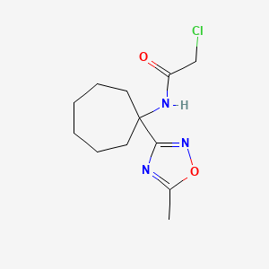 molecular formula C12H18ClN3O2 B1422949 2-chloro-N-[1-(5-methyl-1,2,4-oxadiazol-3-yl)cycloheptyl]acetamide CAS No. 1306604-37-4
