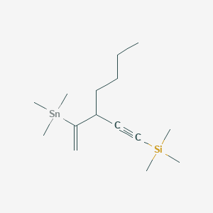 molecular formula C15H30SiSn B14229616 Trimethyl{3-[1-(trimethylstannyl)ethenyl]hept-1-yn-1-yl}silane CAS No. 820250-80-4