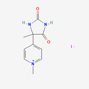 molecular formula C10H12IN3O2 B1422970 1-Methyl-4-(4-methyl-2,5-dioxoimidazolidin-4-yl)pyridin-1-ium iodide CAS No. 1485425-65-7