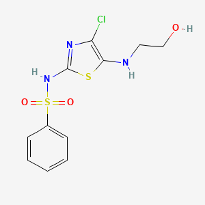 molecular formula C11H12ClN3O3S2 B14229774 Benzenesulfonamide, N-[4-chloro-5-[(2-hydroxyethyl)amino]-2-thiazolyl]- CAS No. 828920-81-6