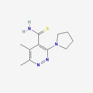 molecular formula C11H16N4S B1422980 5,6-Dimethyl-3-(pyrrolidin-1-yl)pyridazine-4-carbothioamide CAS No. 1249465-16-4