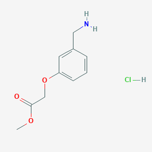 molecular formula C10H14ClNO3 B1423002 Methyl 2-[3-(aminomethyl)phenoxy]acetate hydrochloride CAS No. 869296-24-2