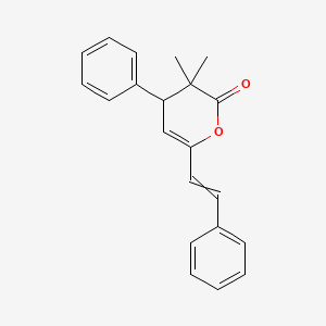 molecular formula C21H20O2 B14230050 3,3-Dimethyl-4-phenyl-6-(2-phenylethenyl)-3,4-dihydro-2H-pyran-2-one CAS No. 820209-17-4