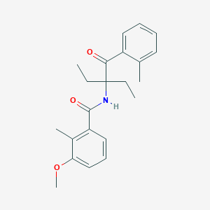 molecular formula C22H27NO3 B14230063 Benzamide, N-[1-ethyl-1-(2-methylbenzoyl)propyl]-3-methoxy-2-methyl- CAS No. 551963-81-6