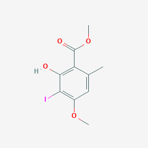 molecular formula C10H11IO4 B14230064 Methyl 2-hydroxy-3-iodo-4-methoxy-6-methylbenzoate CAS No. 823789-48-6