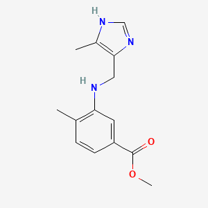 molecular formula C14H17N3O2 B1423028 methyl 4-methyl-3-{[(4-methyl-1H-imidazol-5-yl)methyl]amino}benzoate CAS No. 1315368-87-6
