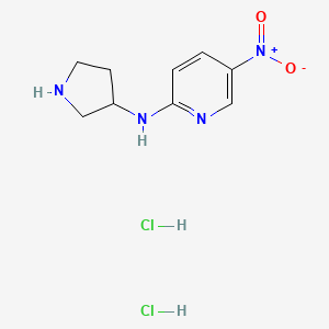 molecular formula C9H14Cl2N4O2 B1423029 5-nitro-N-(pyrrolidin-3-yl)pyridin-2-amine dihydrochloride CAS No. 1315367-42-0